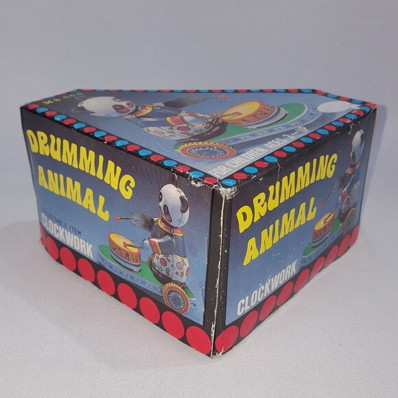 Clockwork Drumming Animal panda Vintage Band metal Tin Toy - Picture 1 of 2